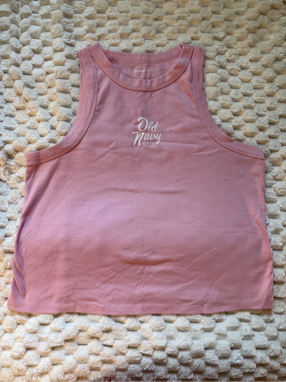 Old Navy Baby Pink High Neck Ribbed Tank Top